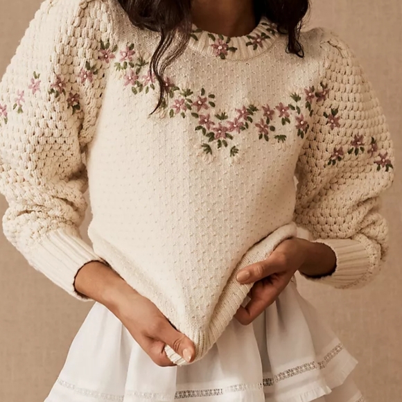 SOLD - NWT LoveShackFancy Kenzly Pullover Sweater - LOVE SHACK FANCY - Picture 2 of 9